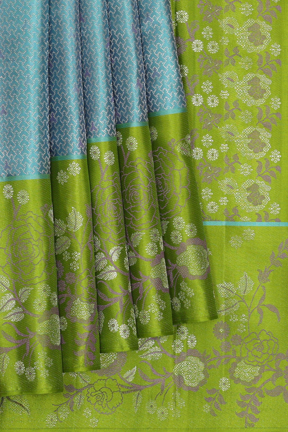 Image of Arani Silk Sea Blue Saree